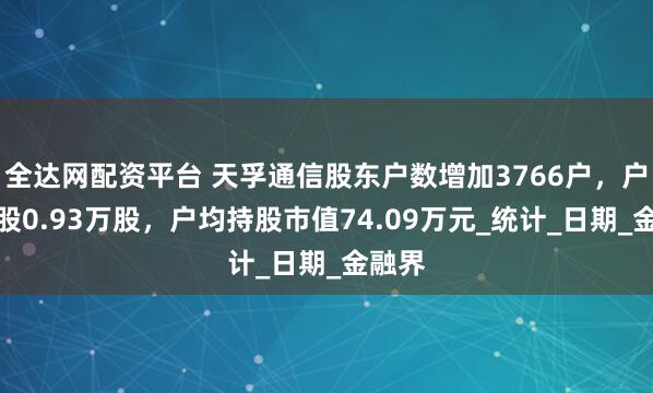 全达网配资平台 天孚通信股东户数增加3766户，户均持股0.93万股，户均持股市值74.09万元_统计_日期_金融界
