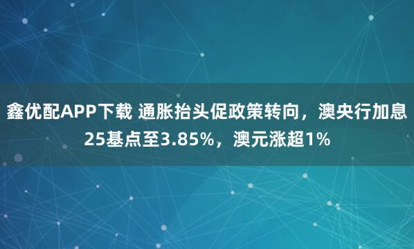鑫优配APP下载 通胀抬头促政策转向，澳央行加息25基点至3.85%，澳元涨超1%